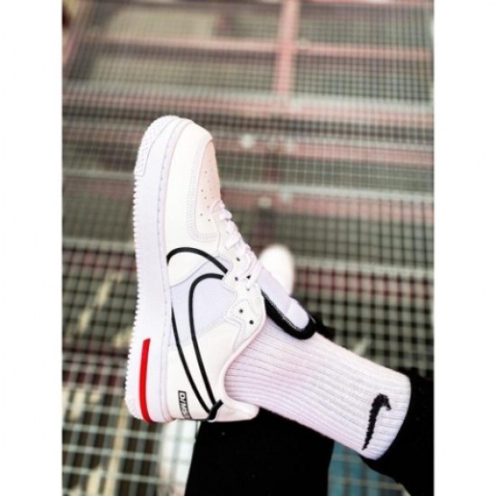 Nıke Air Force 1 React Whıte Black-Unıversıty Red