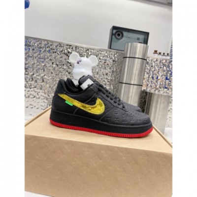 Nike Louis Vuitton Air Force 1 Low By Virgil Abloh Black Gold Red