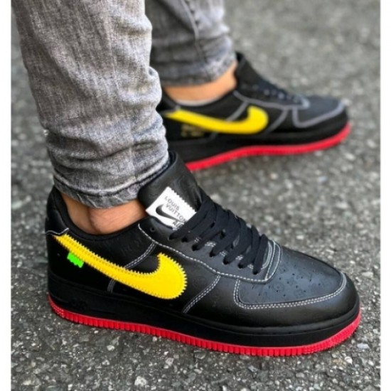 Nike Louis Vuitton Air Force 1 Low By Virgil Abloh Black Gold Red