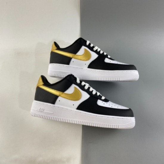 Nike Air Force 1 Low Black White Metallic Gold