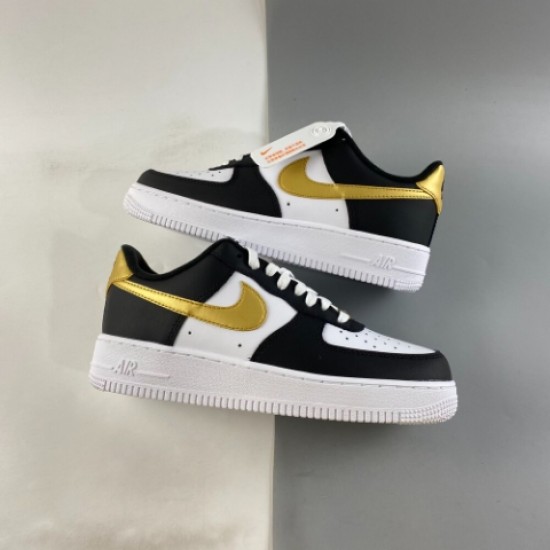 Nike Air Force 1 Low Black White Metallic Gold