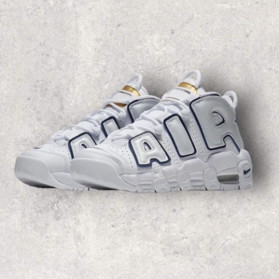 Nike Air More Uptempo White Blue Gold