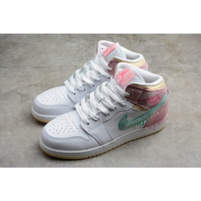 Nike Air Jordan 1 Mid Paint Drip Ice Cream White Pink